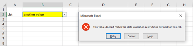 Fehler Dropdown Excel