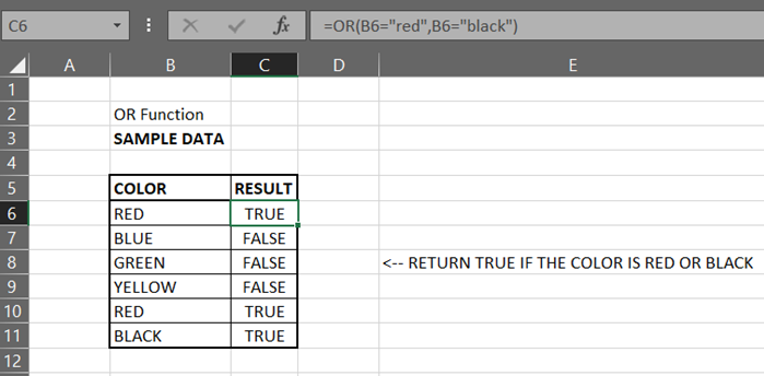 Excel ODER-Funktion