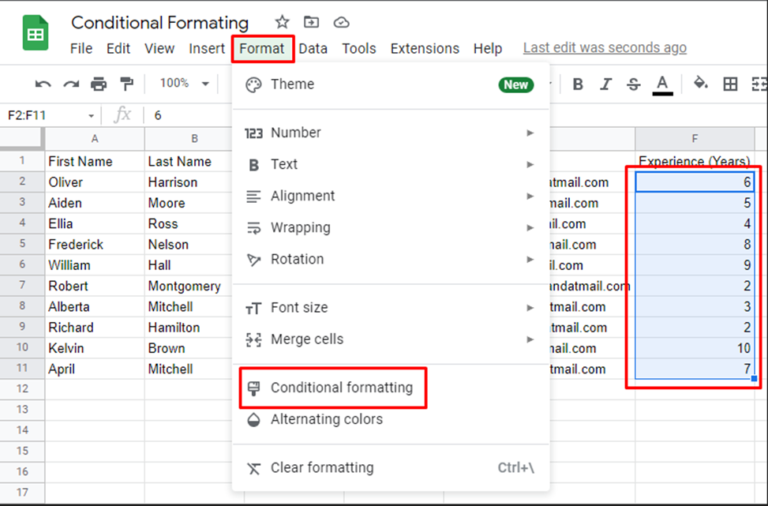 Bedingte Formatierung in Google Sheets Excel Hilfe