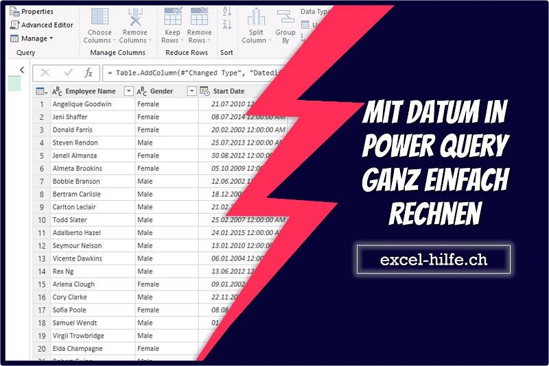 Datum rechnen in Power Query Excel