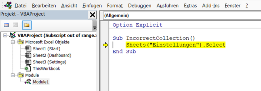 Laufzeitfehler 9 Index Außerhalb Des Gültigen Bereichs Vba www.excel-hilfe.ch
