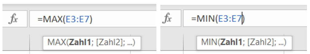 Anleitung Excel Funktion: MAX und MIN - Excel Hilfe