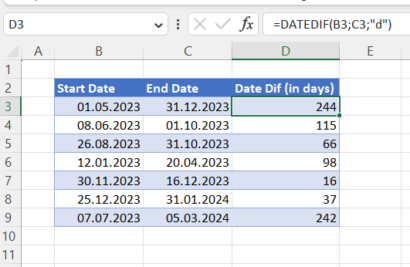 Excel-Datumsberechnungen: So berechnen Sie den Unterschied zwischen ...