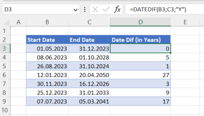 Excel-Datumsberechnungen: So berechnen Sie den Unterschied zwischen