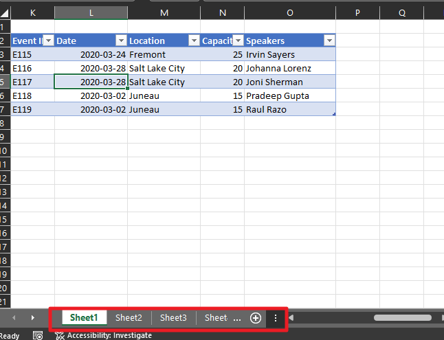 sample table