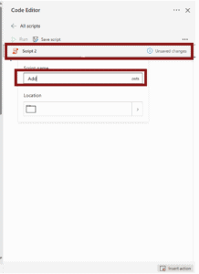 Figure 1.5 - Editing and Saving Office Script