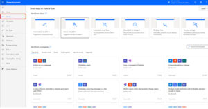 Figure 2.0 - Navigating to create tab in Power Automate