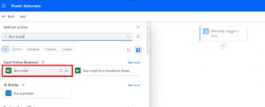 Figure 2.3 - Adding Run Script card into the Flow