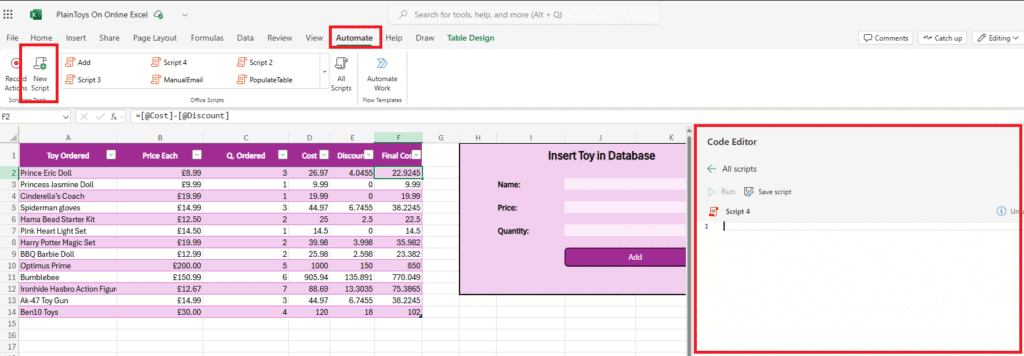 Figure 1.4 - Navigate Office Scripts