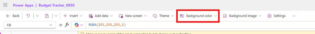 Background Color: Changes the background color of the currently selected screen.