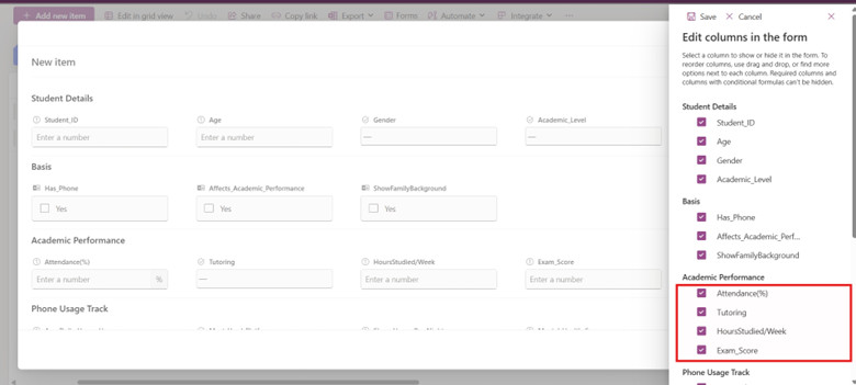 Choosing the group to apply the collapsible section
