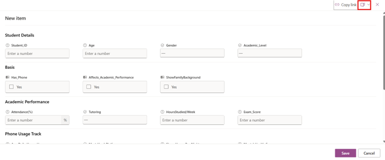 Click the Edit Form in Microsoft List