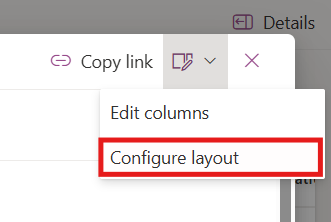 Click the Configure layout option in Microsoft List.