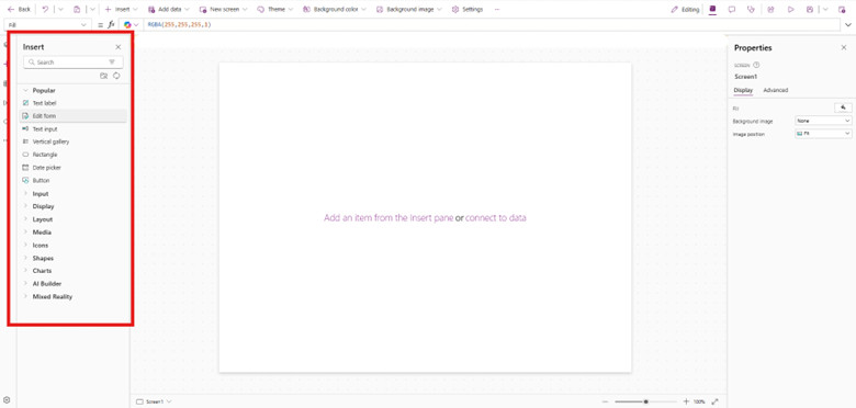 Controls: Visual elements like buttons, text boxes, galleries, etc.