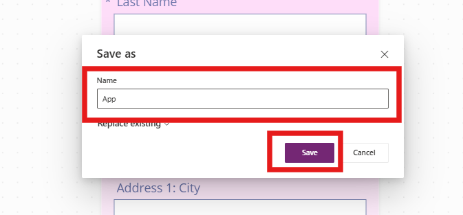 Enter the name of your app and click the "Save" button