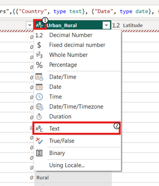 Changing of data type