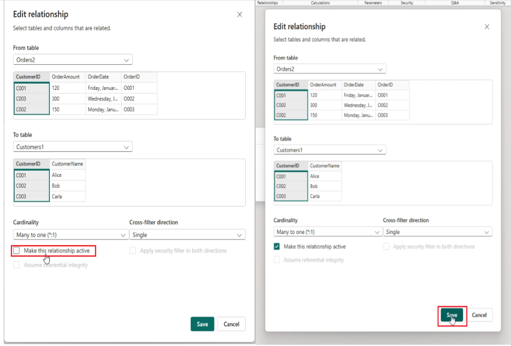 Check the box to make it active