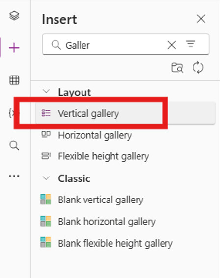 Insert a Vertical Gallery (or any type).