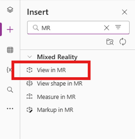 nsert controls like View in MR, Measure in MR, or Markup in MR.