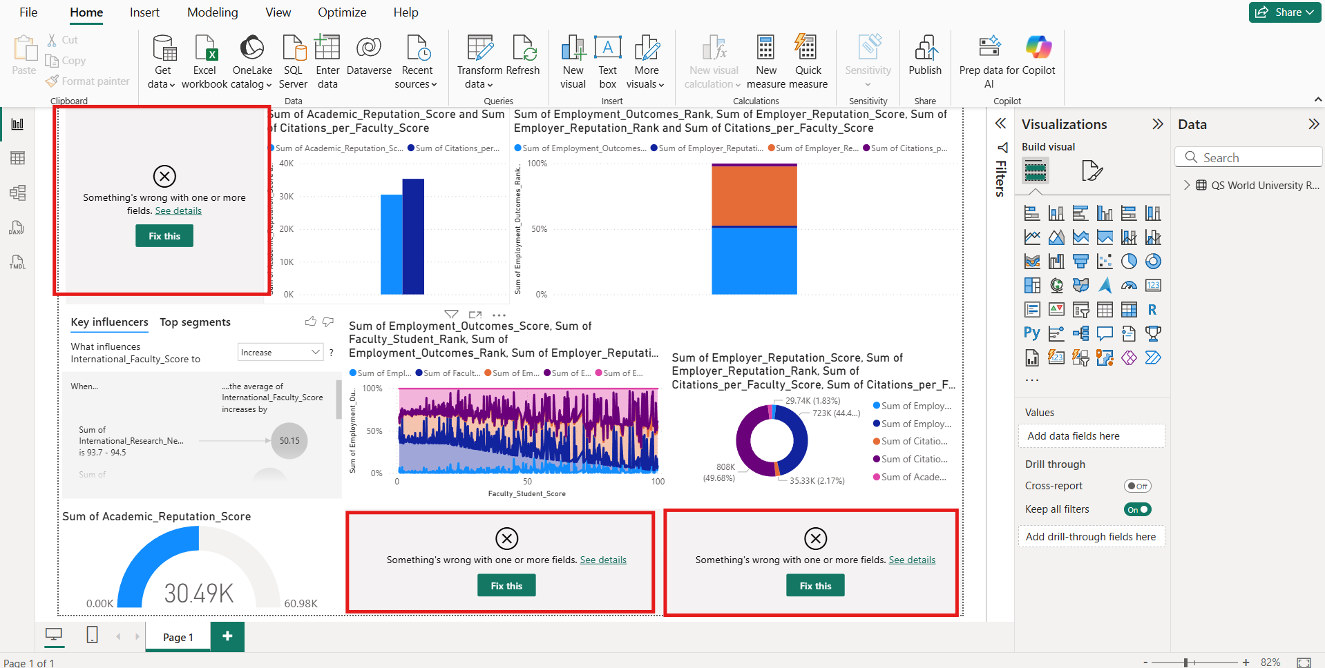 Messages like "Something's wrong with one or more fields" often point to data type mismatches.
