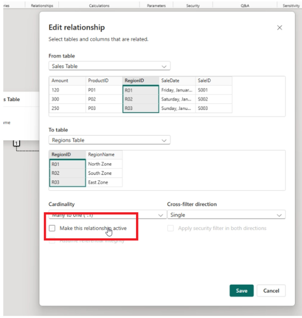 Making the relationship into active mode