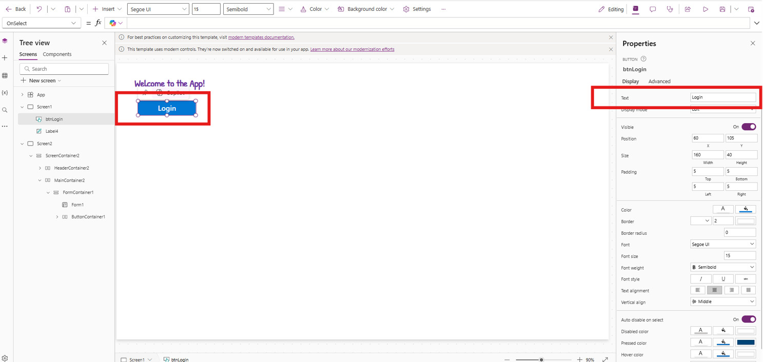 Set the button text to something meaningful like "Login".