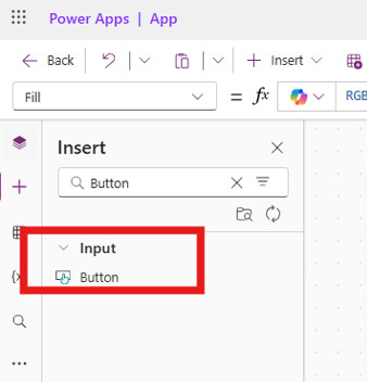 In the panel, search for Button and add it.