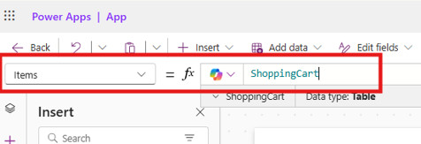 Set Items to ShoppingCart