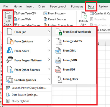 Get data in Power Query