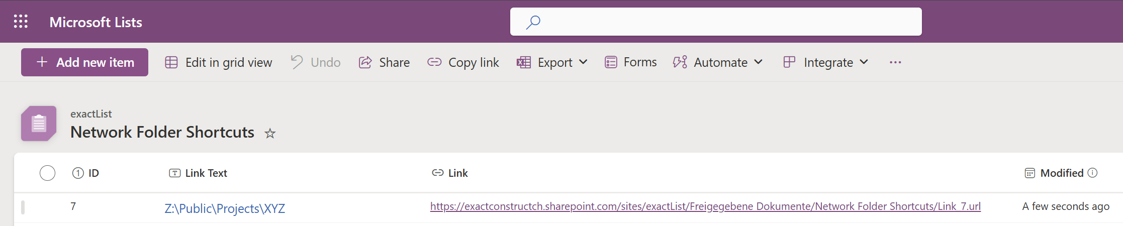 Microsoft Lists Datei-Explorer