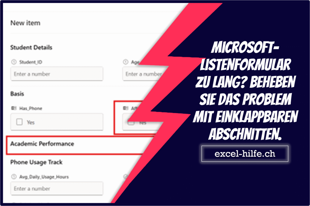Microsoft-Listenformular zu lang? Beheben Sie das Problem mit einklappbaren Abschnitten