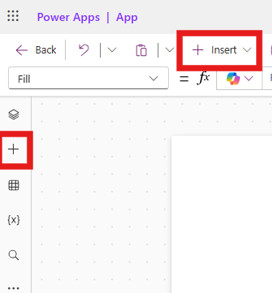 Click the 'Insert' icon located either on the toolbar or in the left navigation panel.