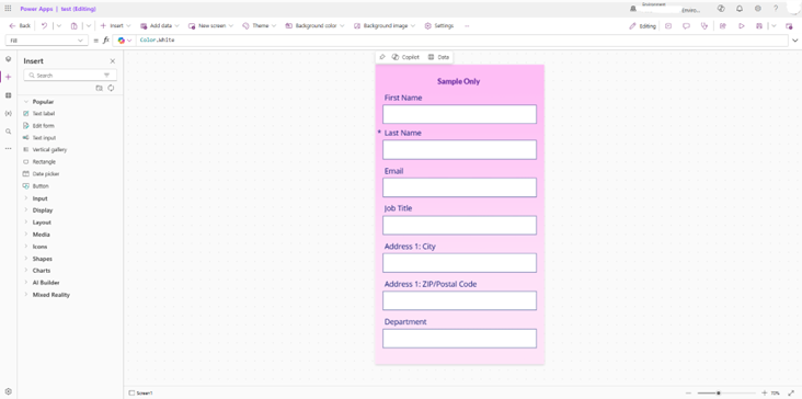 Sample Image Created a simple form