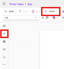 Click the 'Insert' icon located either on the toolbar or in the left navigation panel.