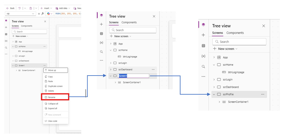 Rename screens for clarity.