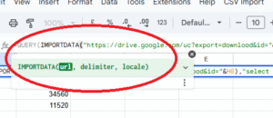 Figure 1 - Google Sheet's IMPORTDATA function