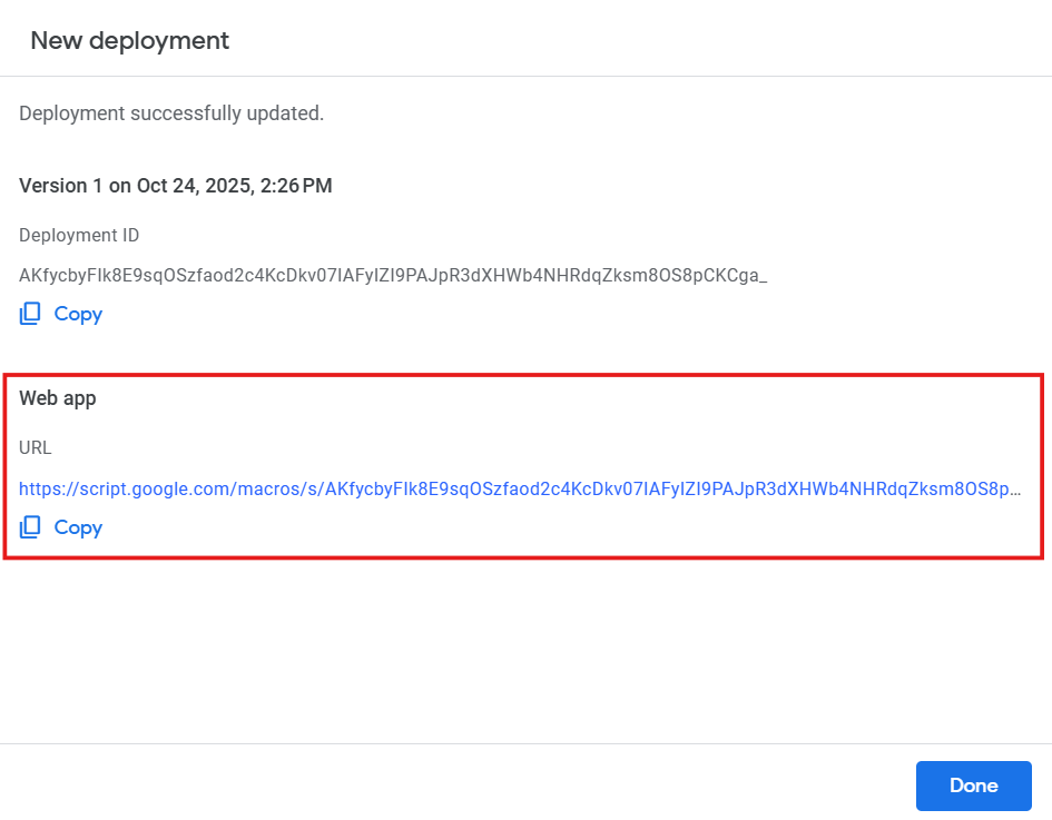 Web App URL