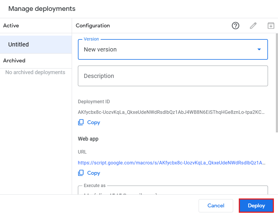 Click Deploy