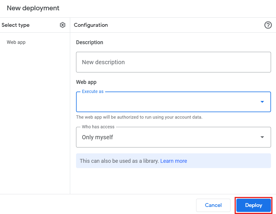 Click Deploy