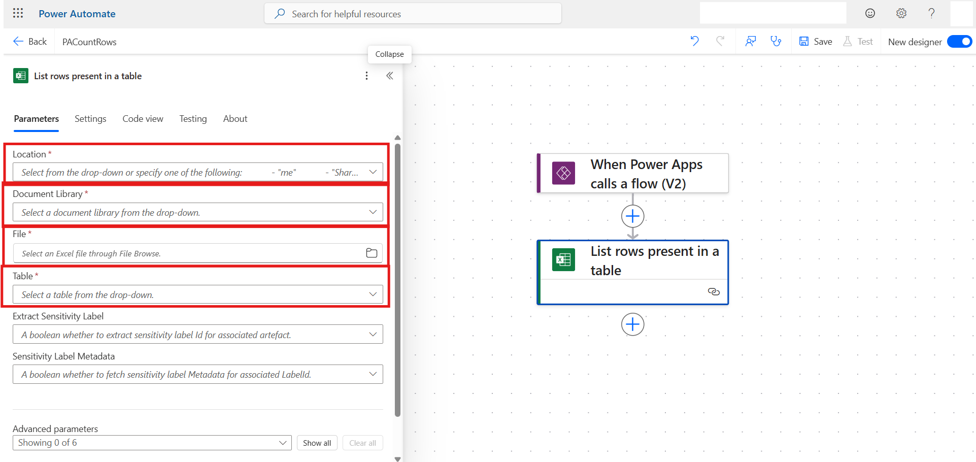 Configure the parameters