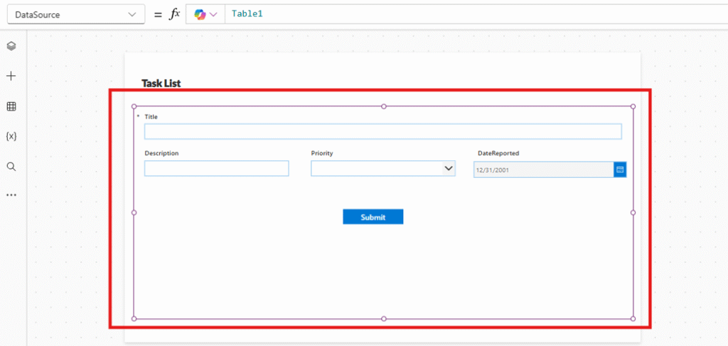 In Power Apps Studio, select your form. 