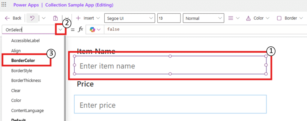 Select the Text Input. 