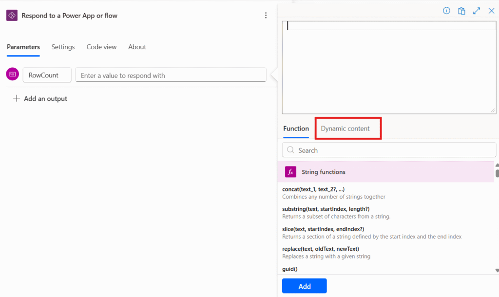 15. A Dynamic Content and Expression Panel will be available, select Dynamic content tab