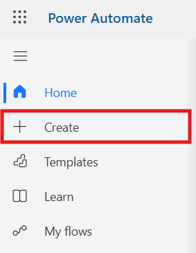 Click +Create in the sidebar menu.