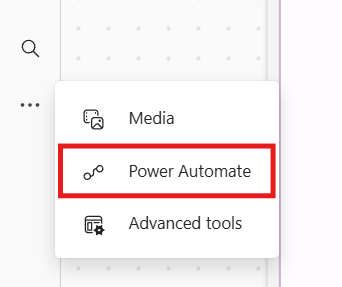 In the left sidebar, click the ellipsis (…) and select Power Automate.