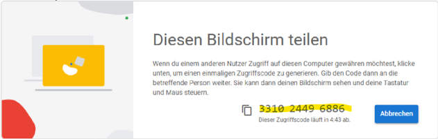 Support-Code für Fernzugriff generieren Support-Code für Fernzugriff generieren